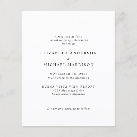 バジェットアーチフォトカジュアル結婚式招待状 (裏面)