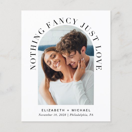 バジェットアーチフォトカジュアル結婚式招待状 (正面)