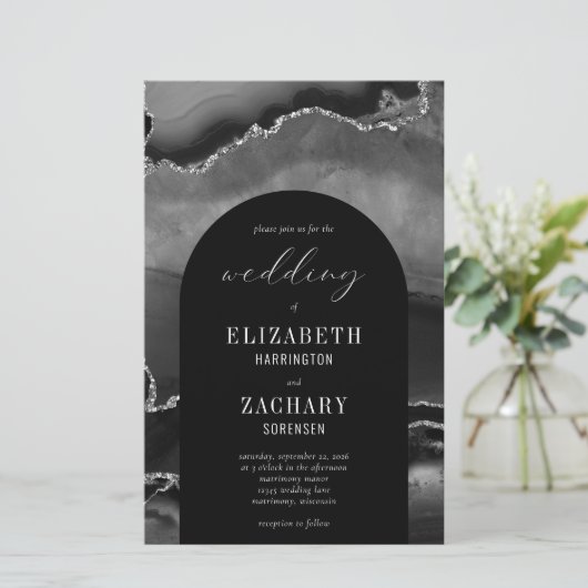 バジェットアーチブラックシルバーゲート結婚式招待状 (スタンド正面)