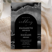 バジェットアーチブラックシルバーゲート結婚式招待状