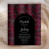 バジェットアーチムーディバーガンディブラックダマスクウェディング