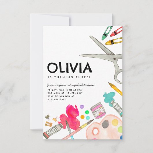 バジェットアー絵を描トパーティー絵を描の誕生日 ノートカード (正面)