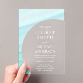 バジェットア結婚クリルズパステルアクアブルーホワイト文字 アクリル招待状 (インサイチュ (ポータブル))