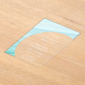 バジェットア結婚クリルズパステルアクアブルーホワイト文字 アクリル招待状 (レイダウン)