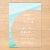 バジェットア結婚クリルズパステルアクアブルーホワイト文字 アクリル招待状 (正面)