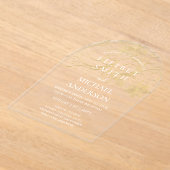 バジェットア結婚クリル金ゴールドホワイトシエレガントック アクリル招待状 (レイダウン)