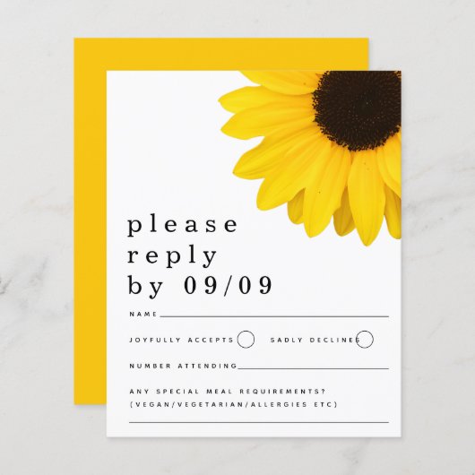 バジェットイエローサンフラワーウェディングSVP (正面/裏面)