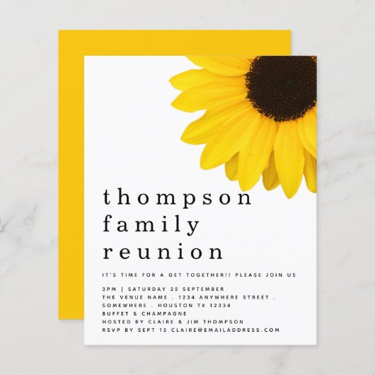 バジェットイエローサンフラワーファミリー懇親会招待状 (正面/裏面)