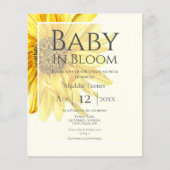 バジェットイエローサンフラワーベビーシャワー招待状 (正面)