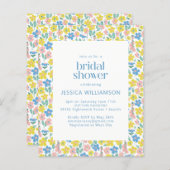 バジェットイエローディティフローラブライダルシャワー招待状 (正面/裏面)