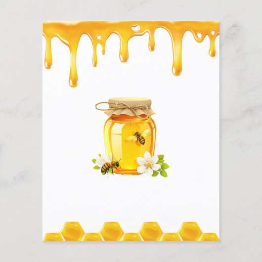 バジェットイエローハニービーブライダルシャワー招待 (裏面)