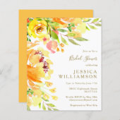 バジェットイエローフラワーズウォーターカラーブライダルシャワー (正面/裏面)