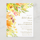 バジェットイエローフラワーズウォーターカラーブライダルシャワー (正面)