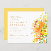 バジェットイエローフローラカップルシャワー招待状 (正面/裏面)
