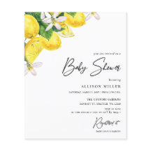 バジェットイエローレモンベビーシャワー招待状