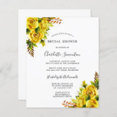 バジェットイエローローズフローラブライダルシャワー招待 (正面/裏面)