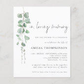 バジェットインラブメモリーユーカリプトゥスランチョン招待状 (正面)