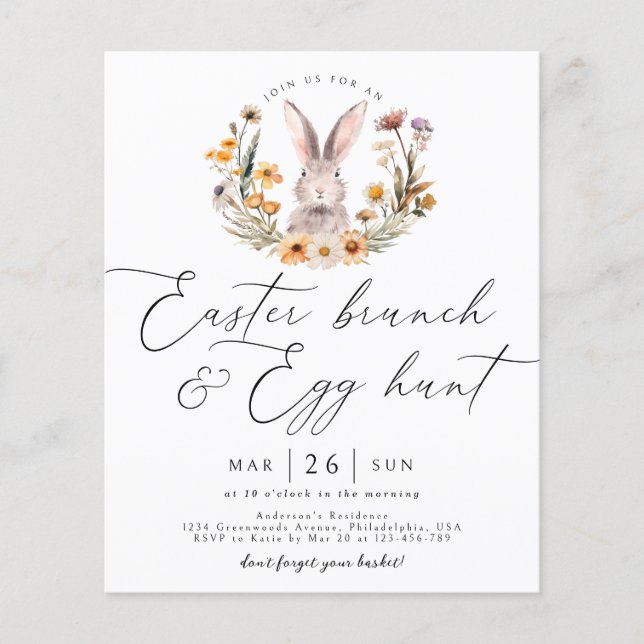 バジェットイースターブランチ卵狩りワイルドフラワーバニー (正面)