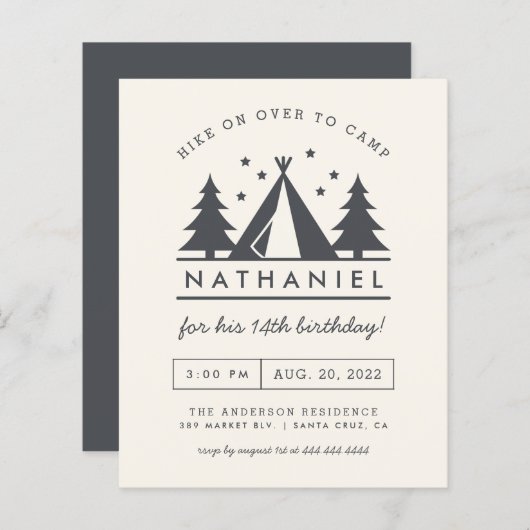 バジェットウィグワムインザウッズ誕生日キャンプパーティー (正面/裏面)