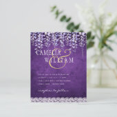 バジェットウィステリアパープルフローラレース結婚式の招待 (スタンド正面)