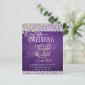 バジェットウィステリアパープルフローラレース結婚式の招待 (スタンド正面)