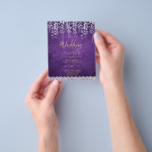 バジェットウィステリアパープルフローラレース結婚式の招待 チラシ (手)