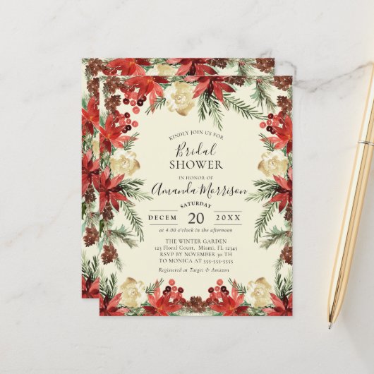 バジェットウィンターウェディングクリスマスブライダルシャワー (正面/裏面インサイチュ)