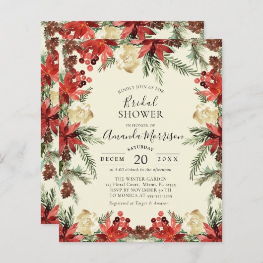 バジェットウィンターウェディングクリスマスブライダルシャワー (正面/裏面)