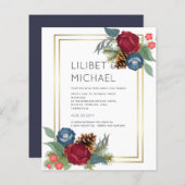 バジェットウィンターウェディングブルゴーニュティール（緑がかった色）ブルーモダン (正面/裏面)