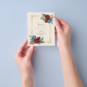 バジェットウィンターウェディングブルゴーニュティール（緑がかった色）ブルーモダン チラシ (手)