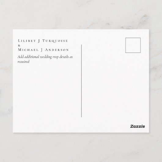 バジェットウィンターウェディングブルゴーニュティール（緑がかった色）ブルーモダン ポストカード (裏面)