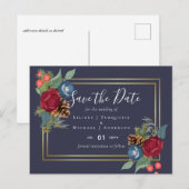 バジェットウィンターウェディングブルゴーニュティール（緑がかった色）ブルーモダン ポストカード (正面/裏面)