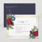 バジェットウィンターウェディングブルゴーニュティール（緑がかった色）ブルーモダン ポストカード (正面/裏面)