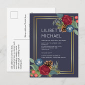 バジェットウィンターウェディングブルゴーニュティール（緑がかった色）ブルーモダン ポストカード (正面/裏面)