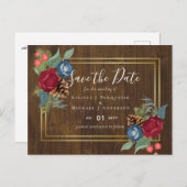 バジェットウィンターウェディングブルゴーニュティール(緑がかった色)ブルーモダン ポストカード (正面/裏面)