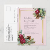 バジェットウィンターウェディングブルゴーニュバラユーカリ ポストカード (正面/裏面)