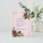 バジェットウィンターウェディングブルゴーニュバラユーカリ ポストカード (スタンド正面)