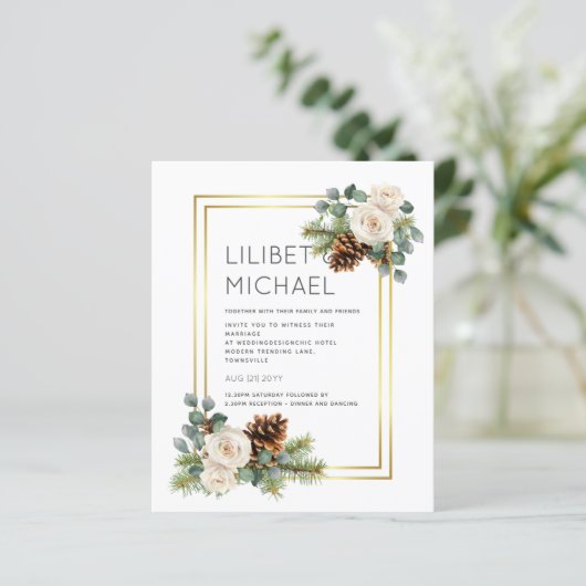 バジェットウィンターウェディングホワイトローズ金ゴールドほこりっぽいブルー (スタンド正面)