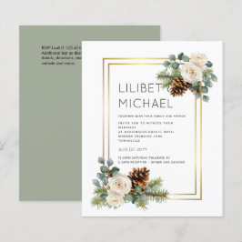 バジェットウィンターウェディングホワイトローズ金ゴールドほこりっぽいブルー