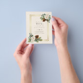 バジェットウィンターウェディングホワイトローズ金ゴールドほこりっぽいブルー チラシ (手)