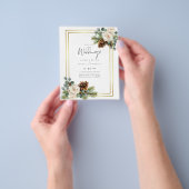 バジェットウィンターウェディングホワイトローズ金ゴールドほこりっぽいブルー チラシ (手)