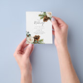 バジェットウィンターウェディングユーカリ緑のバラ チラシ (手)