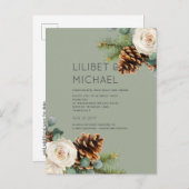 バジェットウィンターウェディングユーカリ緑のバラ ポストカード (正面/裏面)