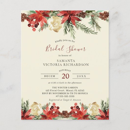 バジェットウィンターウエディングクリスマスブライダルシャワー (正面)
