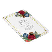 バジェットウィンターウエディングブルゴーニュティール(緑がかった色)ブルーモダン マグネット (右側)