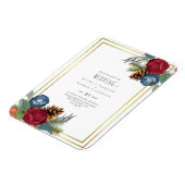 バジェットウィンターウエディングブルゴーニュティール(緑がかった色)ブルーモダン マグネット (左側)