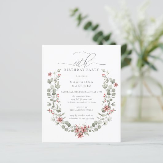 バジェットウィンターグリーンリーレッドフローラ80誕生日 (スタンド正面)