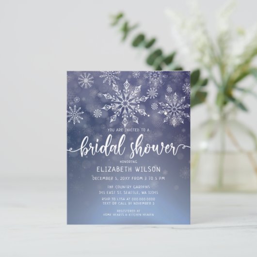 バジェットウィンタースノーフレークスブライダルシャワー招待 (スタンド正面)