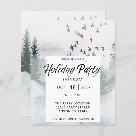 バジェットウィンターツリー素朴ホリデーパーティー (正面/裏面)