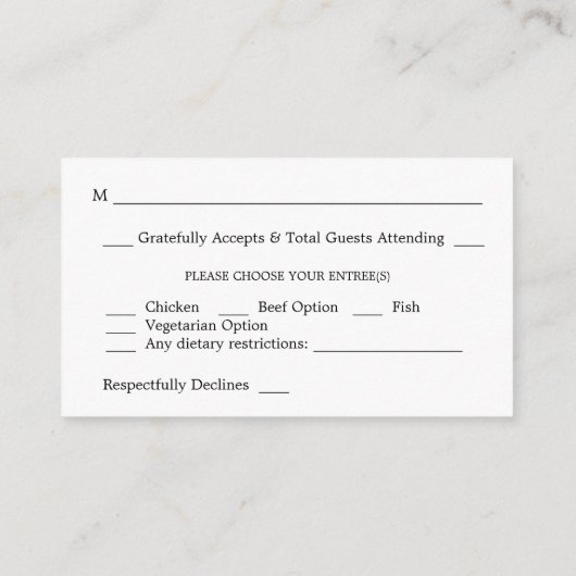 バジェットウィンターパインコーングリーンリーSM食事RSVP エンクロージャーカード (裏面)